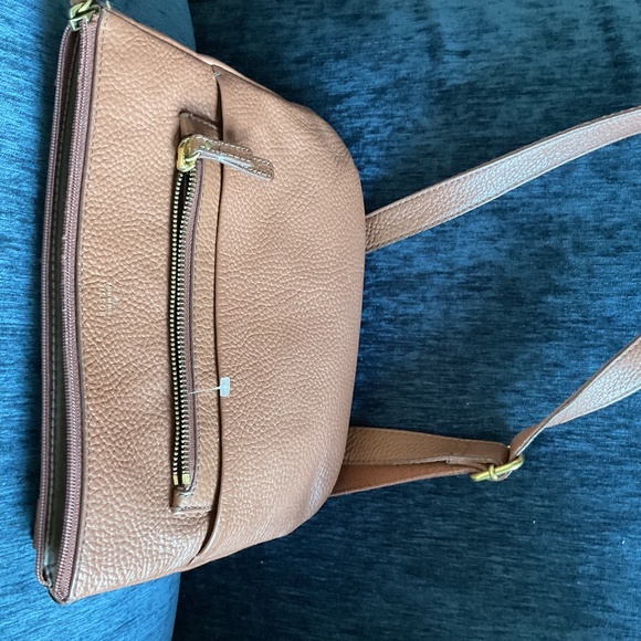 Fossil Brown Pebbled Leather Crossbody Messenger Bag - Picture 5 of 8